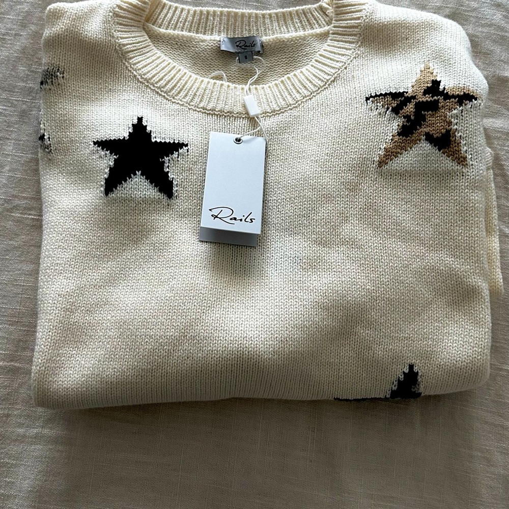 Rails Perci Neutral Animal Print Star Sweater